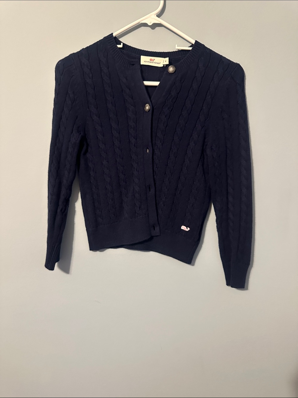 Vineyard Vines Navy Cable-Knit Button Front Cardigan